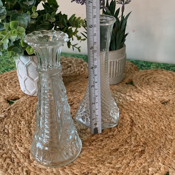Vintage clear glass bud vase set, EUC - Picture 11 of 11